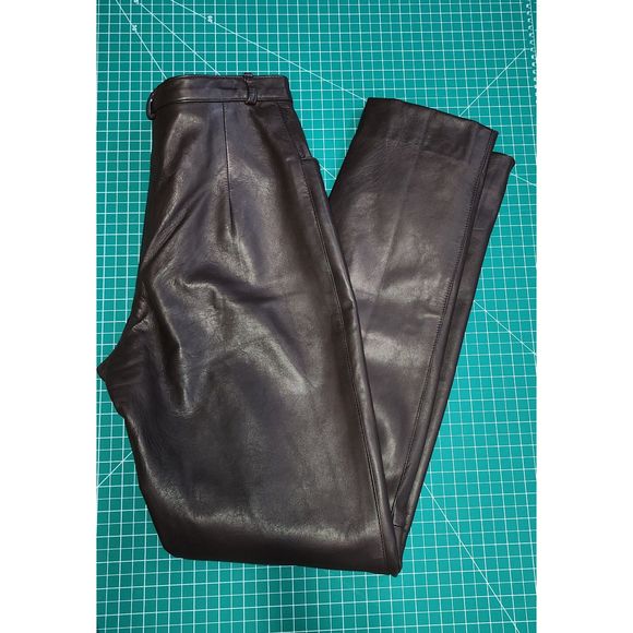 Vintage Iris Singer Collection Women's Brown 100% Leather Pants Size 2 - Picture 9 of 11